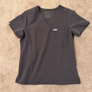Figs Charcoal V-Neck Scrub Top